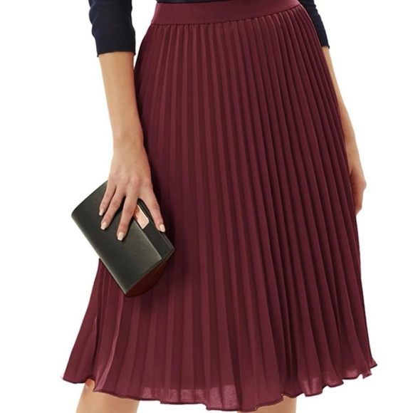 ✨ Grace Karin Chiffon Pleated Skirt - Burgundy - Size M ✨ - Picture 5 of 5